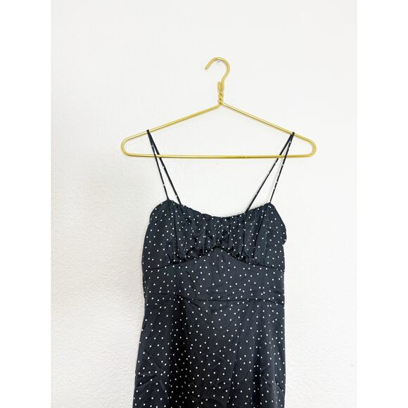 Zara Black Polka Dot Satin Corset Midi Dress Size Medium Minimalist Cocktail - Picture 4 of 14